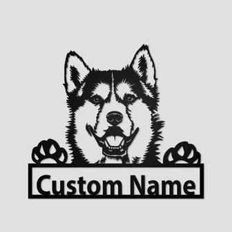 Personalized Siberian Husky Cut Metal Sign, Dog Lover Custom Metal Wall Art, Laser Cut Metal Signs Siberian Husky Dog - Thegiftio UK