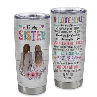 Personalized To My Sister Stainless Steel Tumbler Cup Flowers Thank You Forever Sister Birthday From Sister Christmas Travel Mug - Thegiftio UK