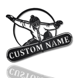 Personalized Snowboarding Metal Sign Art, Custom Snowboarding Metal Sign, Snowboarding Lover Sign Decoration For Living Room - Thegiftio UK