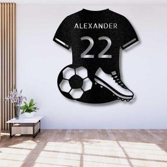 Personalized Soccer Jersey Metal Sign, Wall Hanging Decoration, Birthday Gift For Soccer Loving Son, Soccer Jersey Sign - Thegiftio UK