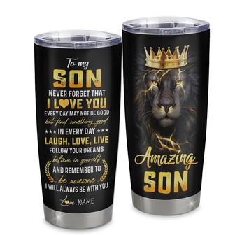 Personalized To My Son From Mom Dad Mother Father Stainless Steel Tumbler Cup Never Forget I Love You Lion Son Birthday Graduation Christmas Travel Mug - Thegiftio UK