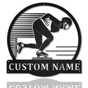 Personalized Speed Skating Monogram Metal Sign Art , Custom Speed Skating Metal Sign, Speed Skating Lover Sign Decoration For Living Room - Thegiftio UK