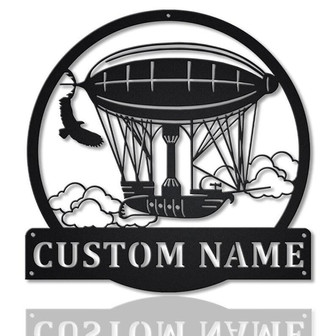 Personalized Steampunk Blimp Ship Monogram Metal Sign Art | Custom Steampunk Blimp Metal Sign | Ship Gifts Funny - Thegiftio UK