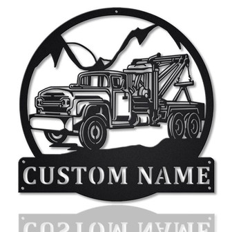 Personalized Tow Truck Monogram Metal Sign Art, Custom Tow Truck Metal Wall Art, Housewarming Outdoor Metal Sign - Thegiftio UK