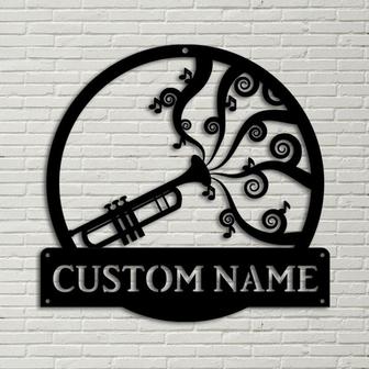 Personalized Trombone Monogram Metal Sign Art, Custom Trombone Monogram Metal Sign, Trumpet Gifts for Funny, Musical Instrument Gift - Thegiftio UK
