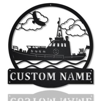 Personalized Tugboat Ship Monogram Metal Sign | Custom Tugboat Ship Metal Sign | Birthday Gift | Tugboat Sign - Thegiftio UK