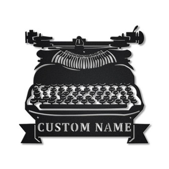 Personalized Typewriter Metal Sign Art | Custom Typewriter Monogram Metal Sign | Typewriter Gifts - Thegiftio UK