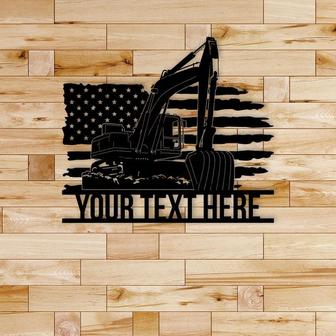 Personalized US Flag Excavator Metal Wall Art, Excavator Name Sign, Excavator Sign, Proud Job Gift Idea - Thegiftio UK