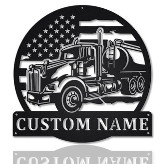 Personalized Us Tanker Truck Monogram Metal Sign Art, Custom Us Tanker Truck Metal Wall Art - Thegiftio UK