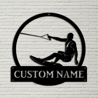 Personalized Water Skiing Monogram Metal Sign Art Water Skiing Antler Decor Water Skiing Metal Sign Housewarming Outdoor Metal - Thegiftio UK