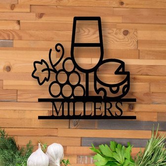 Personalized Wine Theme Sign, Custom Wine Theme Sign, Wine Sign, Metal Family Name Sign with Wine, Wine Lover Gift,Last Name Sign,Wine Decor - Thegiftio UK