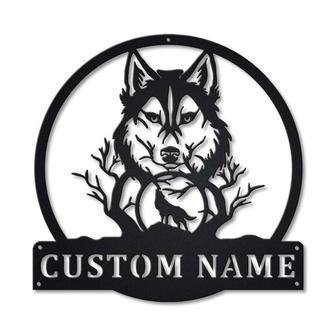Personalized Wolf Monogram Metal Sign Art | Custom Wolf Monogram Metal Sign | Wolf Monogram Gifts Funny - Thegiftio UK