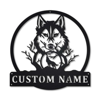Personalized Wolf Monogram Metal Sign Art | Custom Wolf Monogram Metal Sign | Wolf Monogram Gifts Funny - Thegiftio