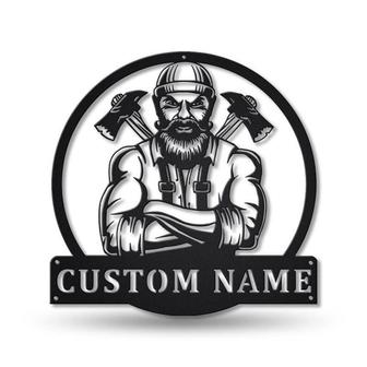 Personalized Woodworker Lumberjack Metal Sign Art | Custom Woodworker Monogram Metal Sign | Woodworker Gifts | Job Gift | Birthday Gift - Thegiftio UK