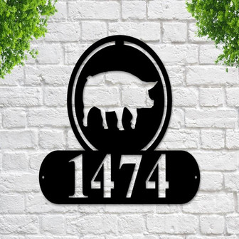 Pig Address Signpig Metal Sign Metal Farm Sign Pig Ranch Sign Pig Metal Address Sign House Number Plaque Address Plaque Metal Signs - Thegiftio UK