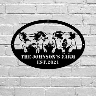 Pig Farm Metal Sign, Metal Pig Farm Sign, Farmhouse Decor, Pot Bellied Pig Sign, Farmer Gift, Farm Metal Art - Thegiftio UK