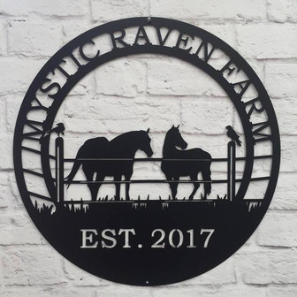 Raven Horse Ranch Sign Metal Farm Sign Personalized Ranch Sign Personalized Sign Custom Metal Sign Christmas Gift - Thegiftio UK