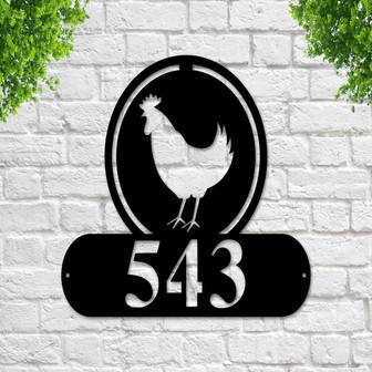 Rooster Address Sign Rooster Metal Sign Metal Farm Sign Chicken Sign Chicken Decor House Number Plaque Address Plaque Metal Signs - Thegiftio