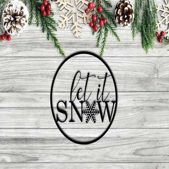Rustic Let It Snow Metal Sign Farmhouse Decor Christmas Gift Outdoor Metal Wall Art Snow Sign Christmas Decoration Christmas Metal - Thegiftio UK