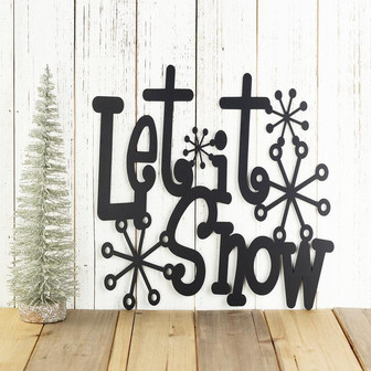 Rustic Let It Snow Metal Sign Outdoor Metal Wall Art Farmhouse Decor Christmas Gift - Thegiftio UK