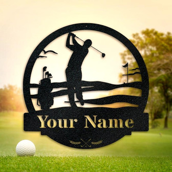 Men's Golf Custom Monogram Metal Sign, Wall Art Decor, Personalized Metal Sign - Thegiftio UK