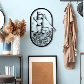 Sailboat Metal Wall Art Ship Metal Signs Metal Wall Decor Sea Wall Art Wall Hangings Housewarming Gift Farmhouse Decor Bedroom Decor - Thegiftio UK