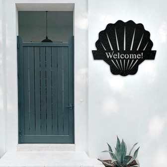 Sea Shell Metal Monogram Sign For Ocean Lovers, Front Door Sea Shell, Outdoor Metal Sign for House Decor, Family Sign for Front Door, Beach - Thegiftio UK