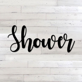 Shower Script Metal Word Sign Rustic Metal Shower Sign Farmhouse Decor Housewarming Gift Metal Wall Art Word Art - Thegiftio UK