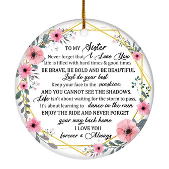 To My Sister Christmas Ornament from Brother Sister Never Forget That I Love You for Sister Christmas Tree Ornament - Thegiftio UK