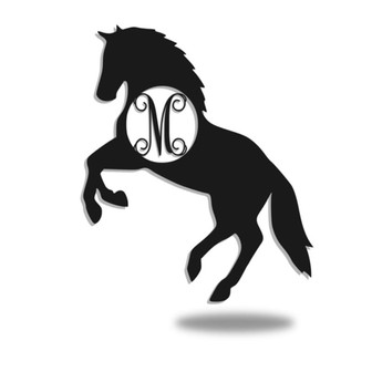 Split Letter Horse Metal Monogram Split Letter Monogram Personalized Horse Metal Sign Horseshoe Art Western Decor Initial Metal Sign - Thegiftio