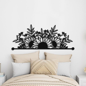 Sunflower Metal Wall Art, Above Bed Decor - Thegiftio UK