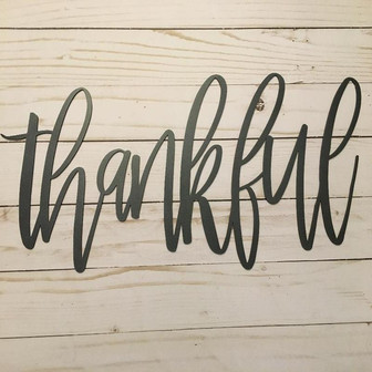 Thankful Metal Sign Farmhouse Decor Metal Wall Art Housewarming Gift Metal Words - Thegiftio UK