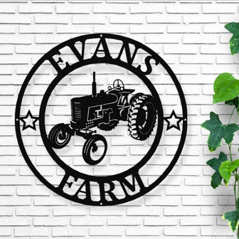 Tractor Family Name Sign | Personalized Metal Sign | Antique Tractor | Gifts, Metal Tractor Sign - Thegiftio UK