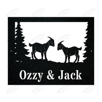 Twin Goat Farm Sign Cut Metal Sign Metal Wall Art Metal House Sign - Thegiftio UK