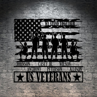 US Veteran Personalized Metal Sign - Veteran Army Metal Wall Sign - Metal Sign For US Veteran - Custom US Veteran Metal Sign Wall Decor - Thegiftio