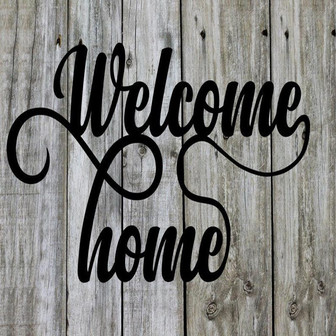 Welcome Home Script Metal Word Sign Rustic Metal Sign Cursive Farmhouse Decor Housewarming Gift Metal Wall Art Steel Word Art - Thegiftio