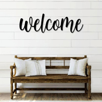 Welcome Metal Word Art Kembara Script Word Art Indoor Outdoor Welcome Metal Sign Metal Wall Art Farmhouse Decor Welcome Word Art - Thegiftio