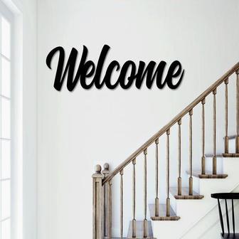 Welcome Metal Word Art Montana Script Word Art Indoor Outdoor Welcome Metal Sign Metal Wall Art Farmhouse Decor Welcome Word Art - Thegiftio UK