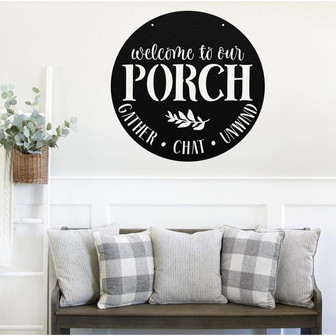 Welcome To Our Porch Sign, Metal Porch Sign | Outdoor Sign | Front Door Sign | Metal Summer Sign - Thegiftio UK