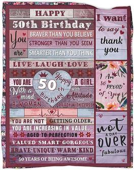 50th Birthday Blanket 50 Year Old Throw Blankets Throws for Women Turning 50 Birthday Gifts - Thegiftio UK
