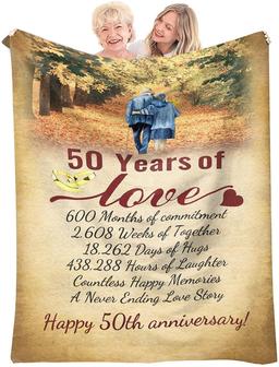 50th Wedding Anniversary Blanket,50th Years of Golden Marriage Gifts for Dad,Mom,Grandpa,Grandma,Grandparents,50th Anniversary Birthday Gift for Husband and Wife - Thegiftio UK