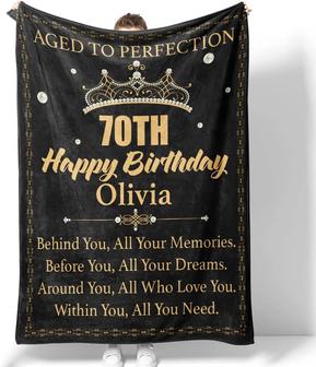 70th Happy Birthday Blanket Personalized Age Perfection Born in 1952 70 Years Old Bday Party Decorations for Women Wife Mom Grandma Blankets - Thegiftio UK