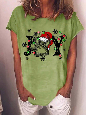 Joy Paw With Christmas Hat Womens T-shirt - Thegiftio UK