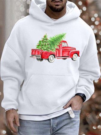 Men’s Merry Christmas Tree Casual Loose Hoodie Hooded Sweatshirt Men's Hoodie - Thegiftio UK