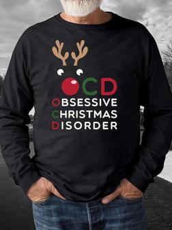 Men’s Obsessive Christmas Disorder Moose Christmas Crew Neck Regular Fit Sweatshirt - Seseable