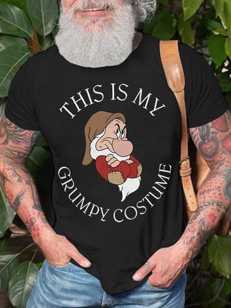 Men's This Is My Grumpy Costume Merry Christmas Santa Funny Graphic Print Loose Text Letters Casual T-shirt - Thegiftio UK