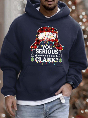 Men’s You Serious Clark Hat Christmas Hoodie Casual Hooded Sweatshirt Men's Hoodie - Thegiftio UK