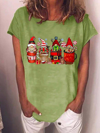 Women's Christmas Gnome Funny Graphic Print Casual Loose -blend T-shirt - Thegiftio UK