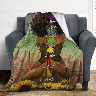 African Women Mediating Blanket Soft Queen Flannel Throw Blanket Lightweight for Couch Home Sofa - Thegiftio UK