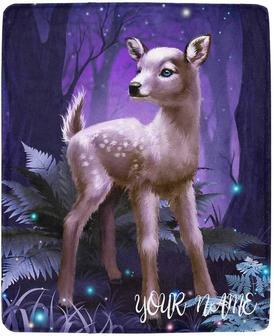 Baby Deer Cute Animal Personalized Fleece Blanket Ultra-Soft Micro Cozy for Couch Sofa or Bed - Thegiftio UK